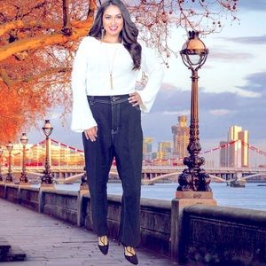 Ashley Stewart Black Contrast Boot Cut Denim Jeans